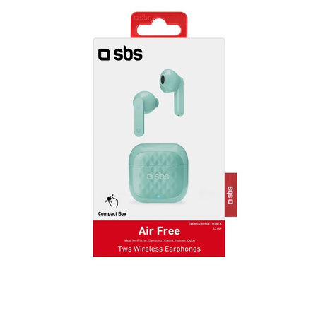 SBS - Bezdrátová sluchátka TWS Air Free s nabíjecím pouzdrem 250 mAh, modrá
