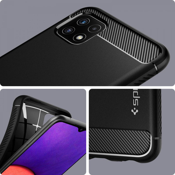 Spigen - Pouzdro Rugged Armor pre Samsung Galaxy A22 5G, černá