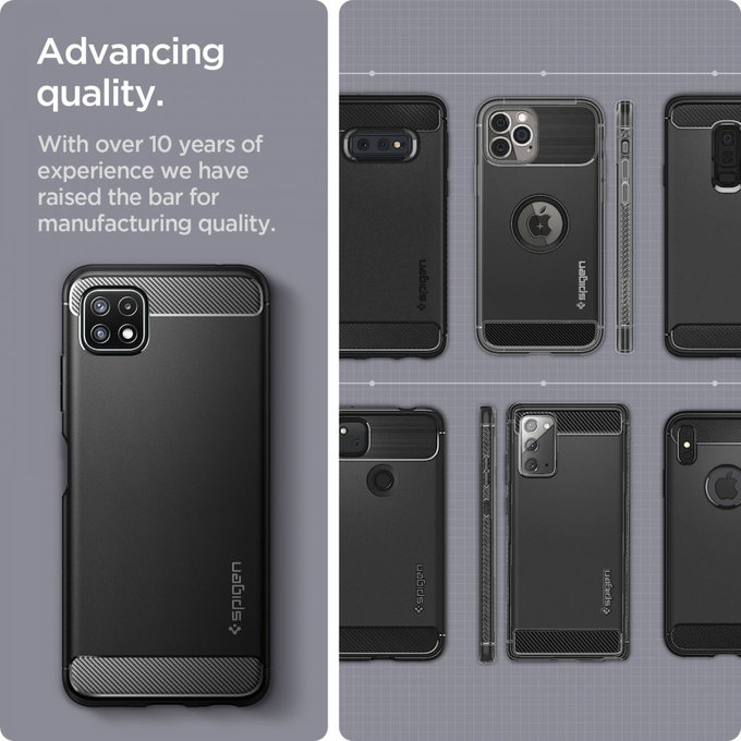 Spigen - Pouzdro Rugged Armor pre Samsung Galaxy A22 5G, černá