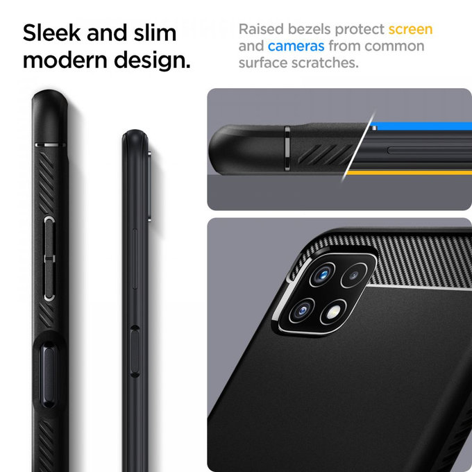 Spigen - Pouzdro Rugged Armor pre Samsung Galaxy A22 5G, černá
