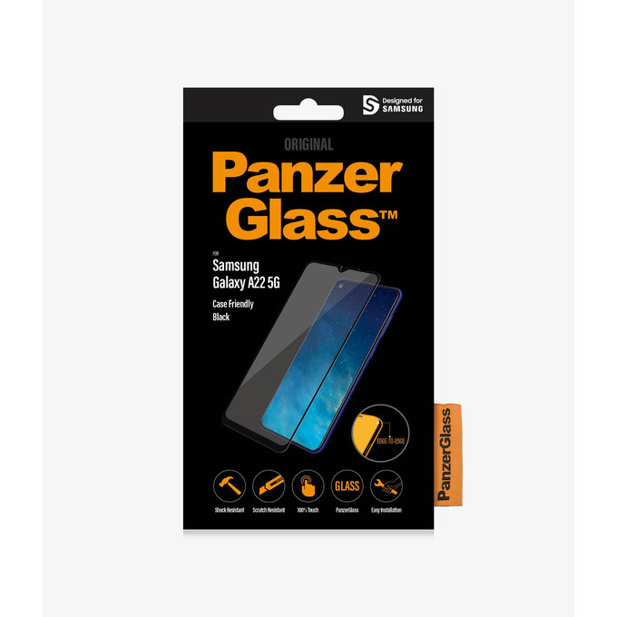 PanzerGlass - Tvrzené Sklo Case Friendly pro Samsung Galaxy A22 5G, černá