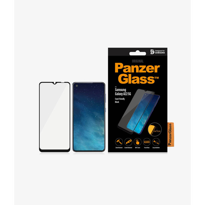 PanzerGlass - Tvrzené Sklo Case Friendly pro Samsung Galaxy A22 5G, černá