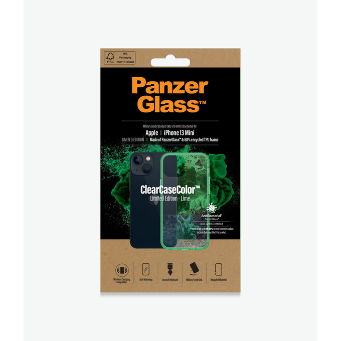 PanzerGlass - Pouzdro ClearCaseColor AB pro iPhone 13 mini, lime