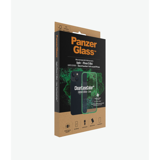 PanzerGlass - Pouzdro ClearCaseColor AB pro iPhone 13 mini, lime