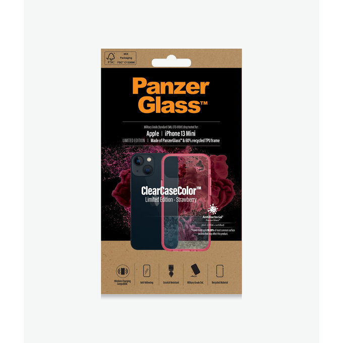 PanzerGlass - Pouzdro ClearCaseColor AB pro iPhone 13 mini, strawberry