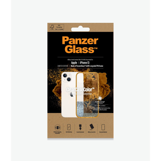 PanzerGlass - Pouzdro ClearCaseColor AB pro iPhone 13, tangerine