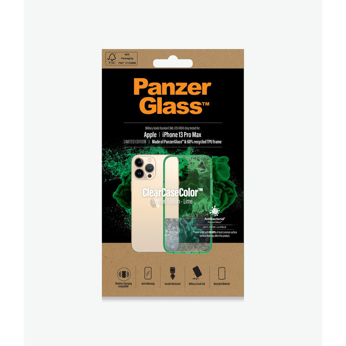 PanzerGlass - Pouzdro ClearCaseColor AB pro iPhone 13 Pro Max, lime