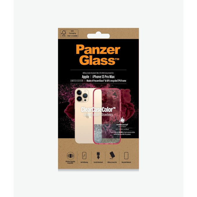 PanzerGlass - Pouzdro ClearCaseColor AB pro iPhone 13 Pro Max, strawberry