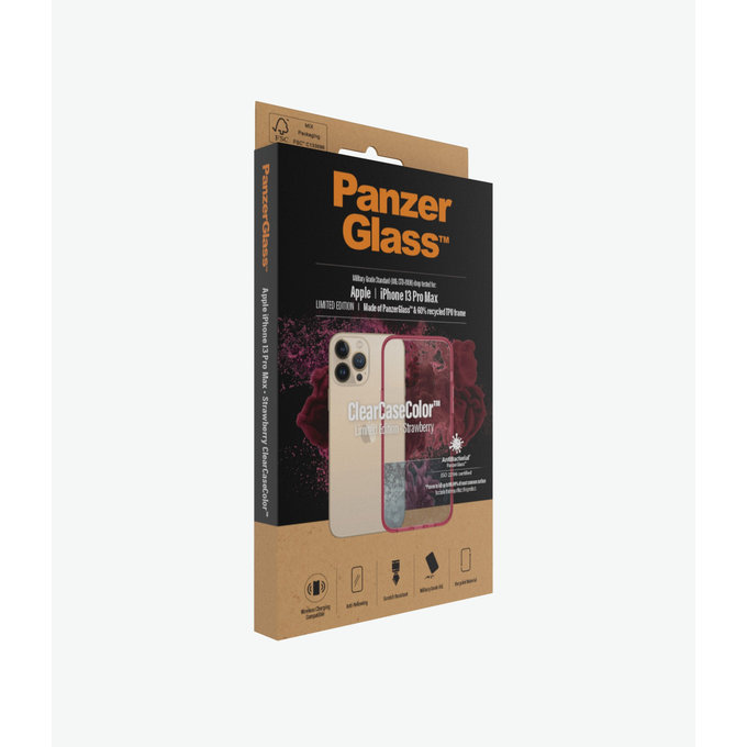 PanzerGlass - Pouzdro ClearCaseColor AB pro iPhone 13 Pro Max, strawberry