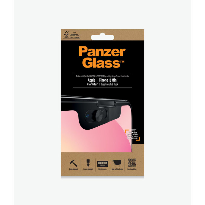 PanzerGlass - Tvrzené Sklo Case Friendly CamSlider AB pro iPhone 13 mini, černá