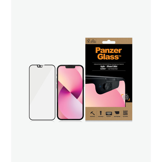 PanzerGlass - Tvrzené Sklo Case Friendly CamSlider AB pro iPhone 13 mini, černá