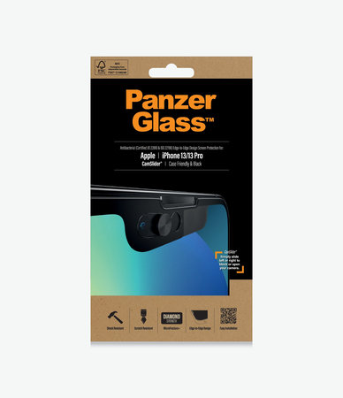 PanzerGlass - Tvrzené Sklo Case Friendly CamSlider AB pro iPhone 13, 13 Pro a 14, černá