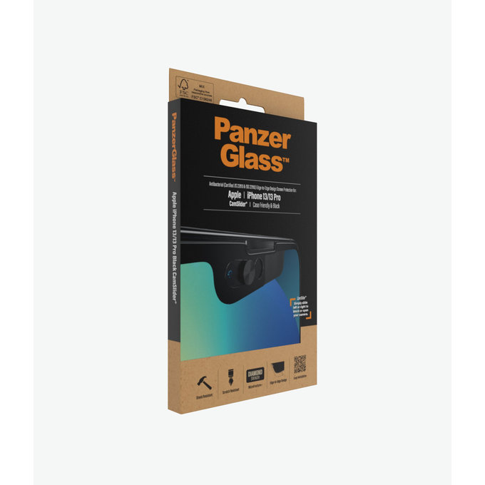 PanzerGlass - Tvrzené Sklo Case Friendly CamSlider AB pro iPhone 13, 13 Pro a 14, černá
