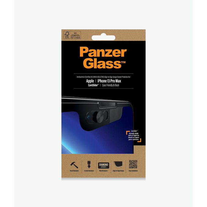 PanzerGlass - Tvrzené Sklo Case Friendly CamSlider AB pro iPhone 13 Pro Max a 14 Plus, černá