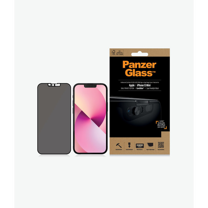 PanzerGlass - Tvrzené Sklo Case Friendly Privacy CamSlider AB pro iPhone 13 mini, černá