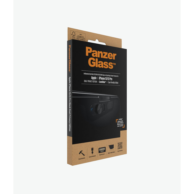 PanzerGlass - Tvrzené Sklo Case Friendly Privacy CamSlider AB pro iPhone 13, 13 Pro a 14, černá