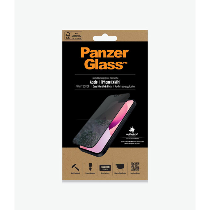PanzerGlass - Tvrzené Sklo Case Friendly Privacy AB pro iPhone 13 mini, černá