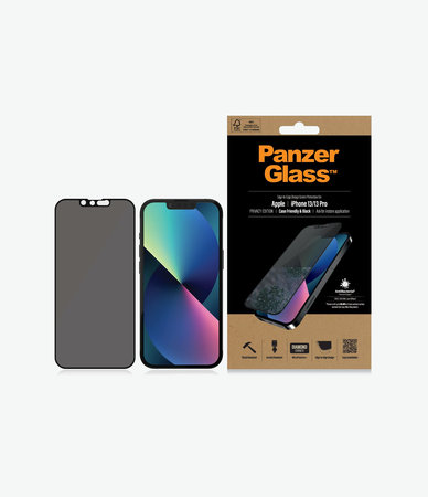 PanzerGlass - Tvrzené Sklo Case Friendly Privacy AB pro iPhone 13, 13 Pro, 14 a 16e, černá