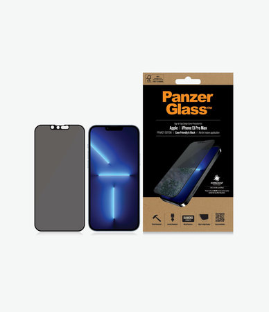 PanzerGlass - Tvrzené Sklo Case Friendly Privacy AB pro iPhone 13 Pro Max a 14 Plus, černá