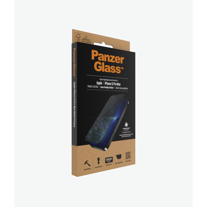 PanzerGlass - Tvrzené Sklo Case Friendly Privacy AB pro iPhone 13 Pro Max a 14 Plus, černá