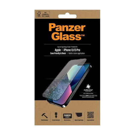 PanzerGlass - Tvrzené Sklo Case Friendly AB pro iPhone 13, 13 Pro a 14, black