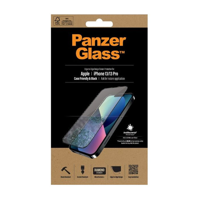 PanzerGlass - Tvrzené Sklo Case Friendly AB pro iPhone 13, 13 Pro a 14, black