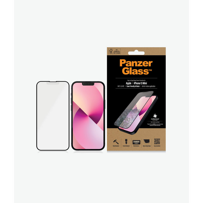 PanzerGlass - Tvrzené Sklo Case Friendly Anti-Glare AB pro iPhone 13 mini, black