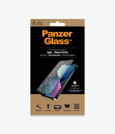 PanzerGlass - Tvrzené Sklo Case Friendly Anti-Glare AB pro iPhone 13, 13 Pro a 14, black