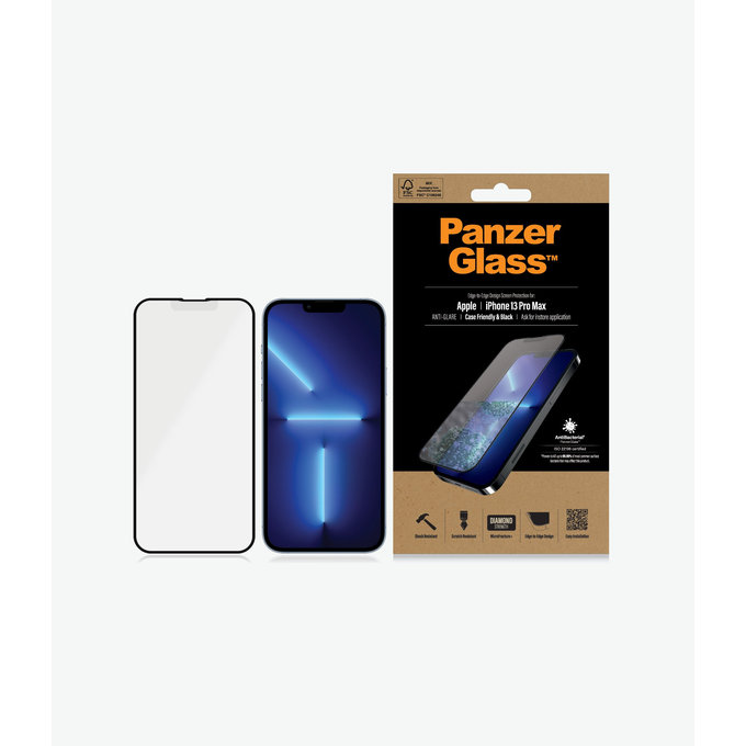 PanzerGlass - Tvrzené Sklo Case Friendly Anti-Glare AB pro iPhone 13 Pro Max a 14 Plus, černá