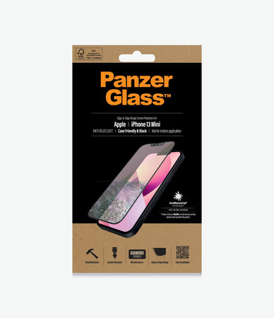 PanzerGlass - Tvrzené Sklo Case Friendly Anti-Bluelight AB pro iPhone 13 mini, černá