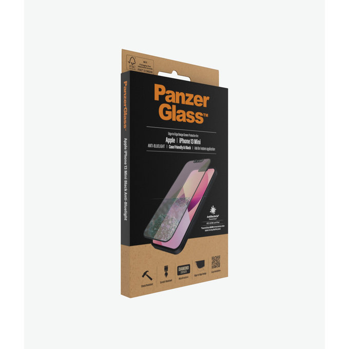PanzerGlass - Tvrzené Sklo Case Friendly Anti-Bluelight AB pro iPhone 13 mini, černá