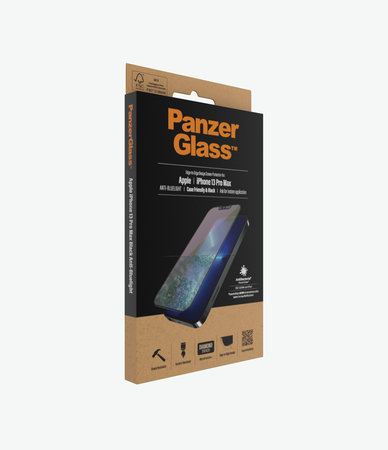 PanzerGlass - Tvrzené Sklo Case Friendly Anti-Bluelight AB pro iPhone 13 Pro Max a 14 Plus, černá