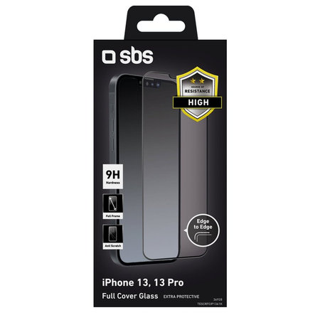 SBS - Tvrzené Sklo Full Cover pro iPhone 13, 13 Pro, 14 a 16e, černá