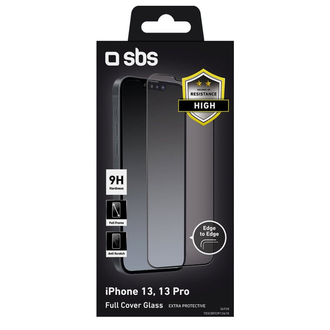 SBS - Tvrzené Sklo Full Cover pro iPhone 13, 13 Pro, 14 a 16e, černá