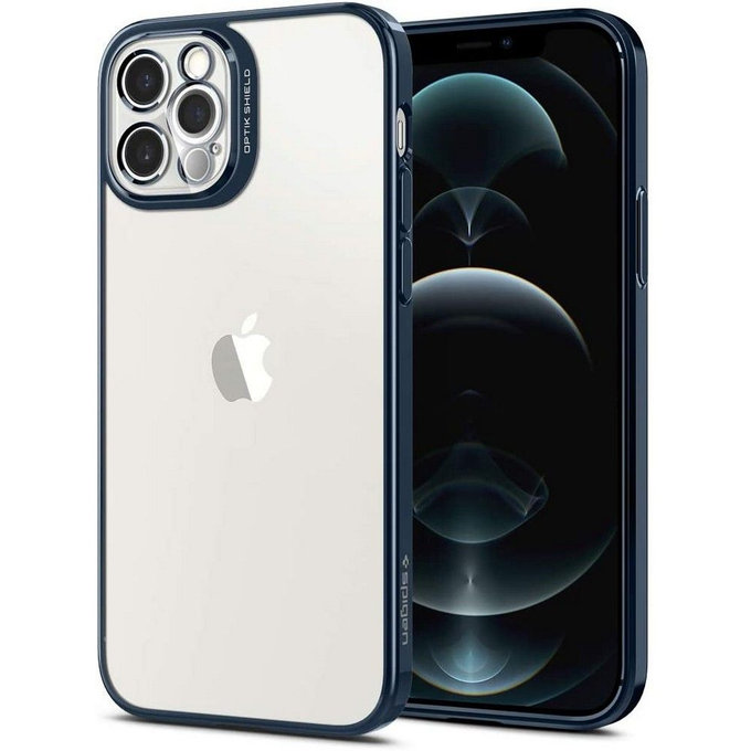 Spigen - Pouzdro Optik Crystal pro iPhone 12 Pro, chromová modrá