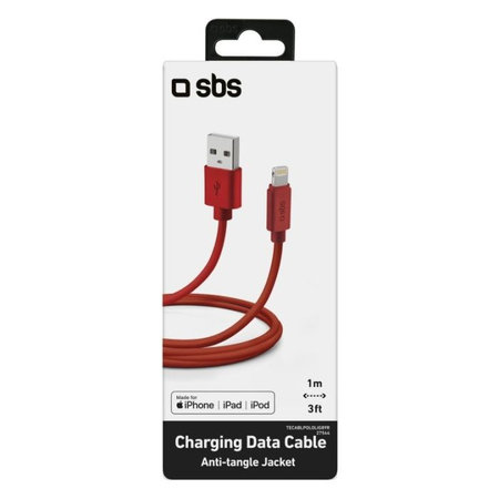 SBS - Lightning / USB Kabel (1m), červená
