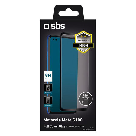 SBS - Tvrzené Sklo Full Cover pro Motorola Moto G100, černá