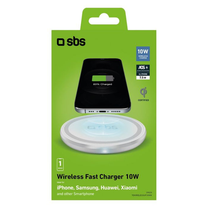 SBS - Bezdrátová Nabíječka s QI, bílá