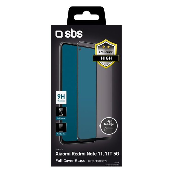 SBS - Tvrzené Sklo Full Cover pro Xiaomi Redmi Note 11, Note 11T 5G, černá