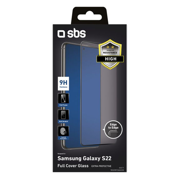 SBS - Tvrzené Sklo Full Cover pro Samsung Galaxy S22, černá