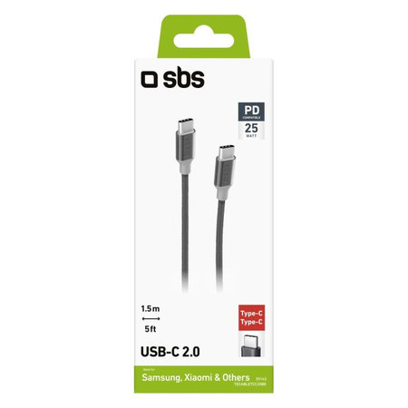 SBS - USB-C / USB-C Kabel s PowerDelivery (1.5m), černá