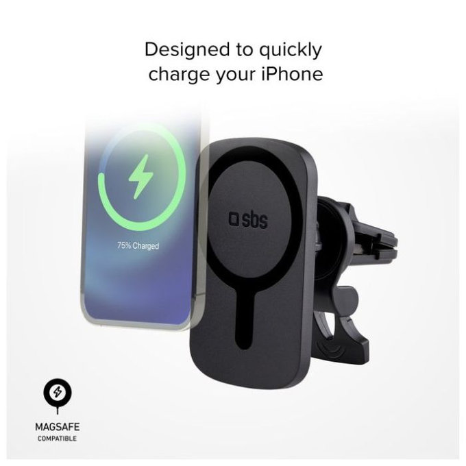 SBS - Držák MagCharge do auta pro nabíjení MagSafe do ventilace, černý