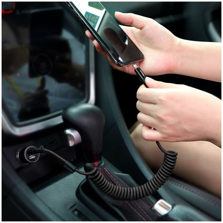 Baseus - Lightning / USB Kabel (1m), pružinový, černá