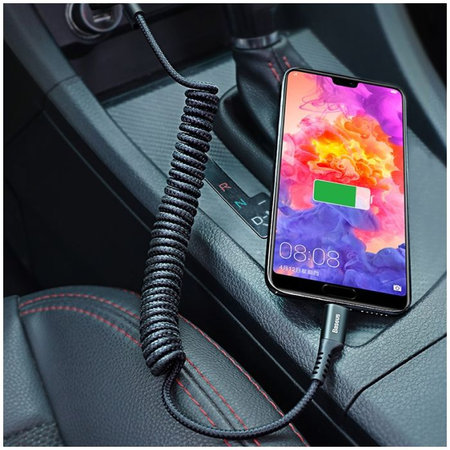Baseus - USB-C / USB Kabel (1m), pružinový, černá
