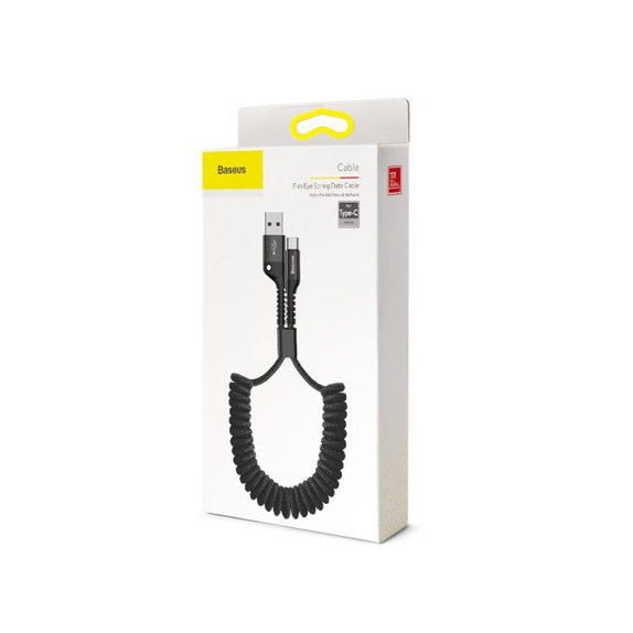 Baseus - USB-C / USB Kabel (1m), pružinový, černá