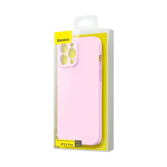 Baseus - Pouzdro Liquid Gel pro iPhone 13 Pro, růžová
