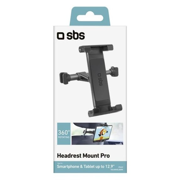 SBS - Držák na opírku hlavy Mount Pro pro smartfón a tablet do 12.9", černá