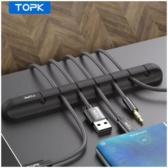 TOPK - Organizér Kabelů - Držák na 5 Kabelů, černý