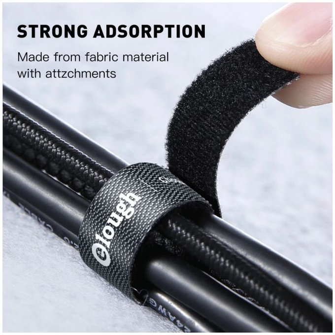 Elough - Organizér Kabelů - Páska na Kabely (5 m), černá