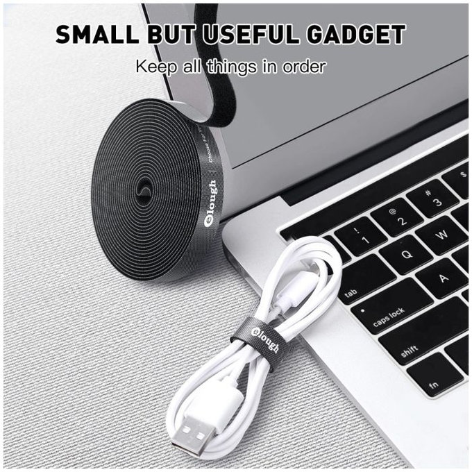 Elough - Organizér Kabelů - Páska na Kabely (0,5 m), černá